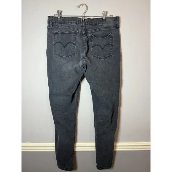 Levis 711 Skinny Dark Wash Black Denim Jeans 32x36 - Picture 2 of 7